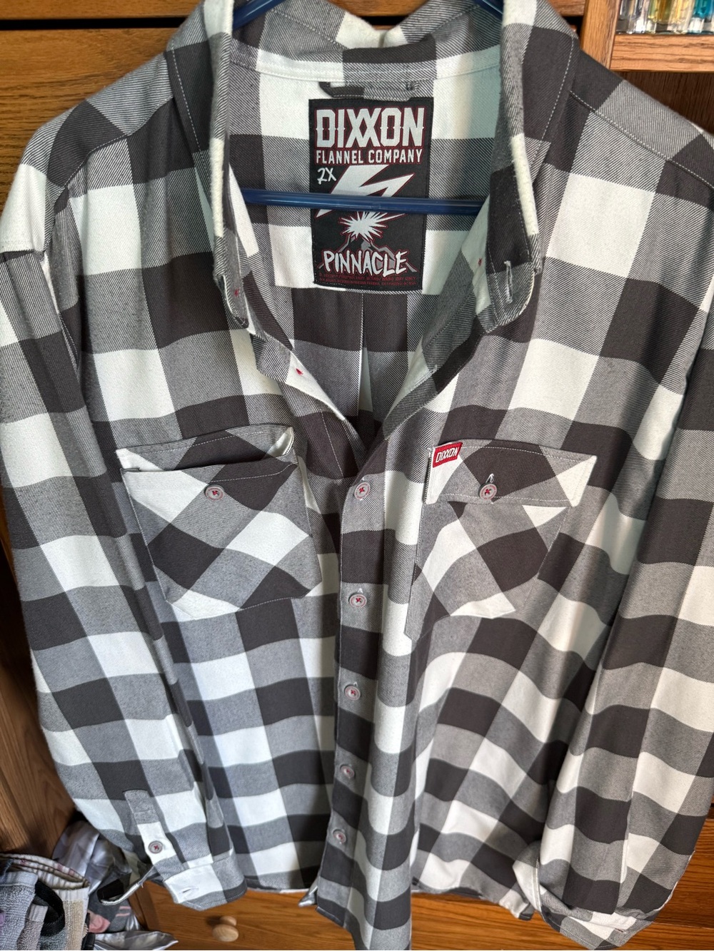 DIXXON Pinnacle Black & White Buffalo Check Flannel Shirt